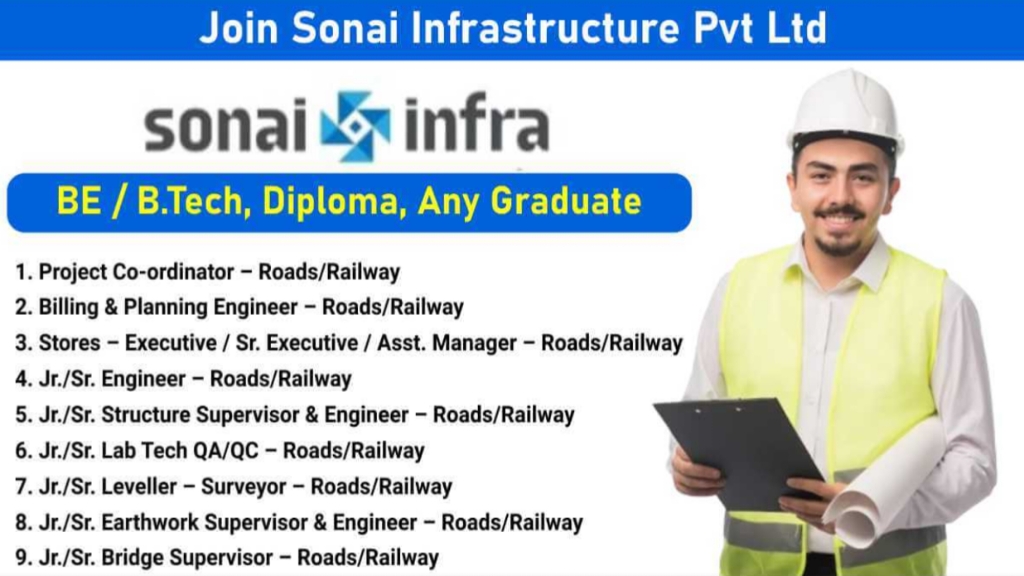 Join India’s Leading Infrastructure Company – Sonai Infra is Hiring Skilled Professionals for 2025 Projects