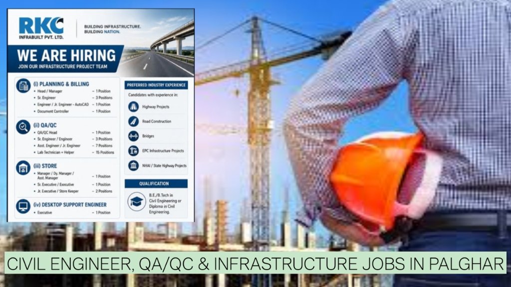 RKC Infrabuilt Recruitment 2026: Civil Engineer, QA/QC & Infrastructure Jobs in Palghar
