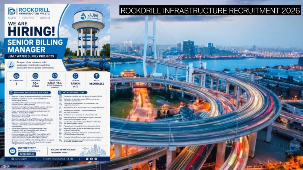 Rockdrill Infrastructure Recruitment 2026: Senior Billing Manager Jobs in Ranchi