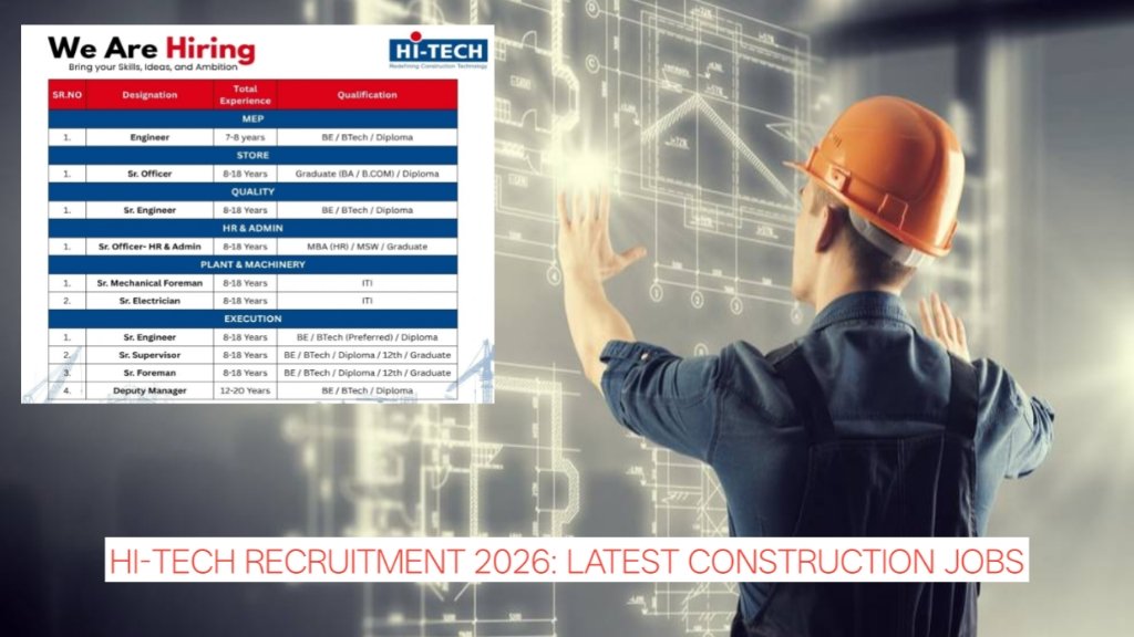 Hi-Tech Recruitment 2026: Latest Construction Jobs in Ahmedabad for Experienced Professionals